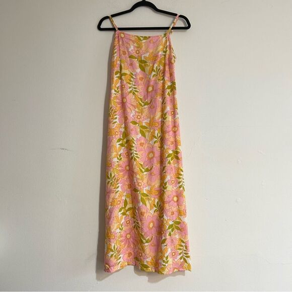 Billabong Golden Hour Midi Dress in Bright Pink Floral Size XS Summer Vacation - Picture 1 of 10